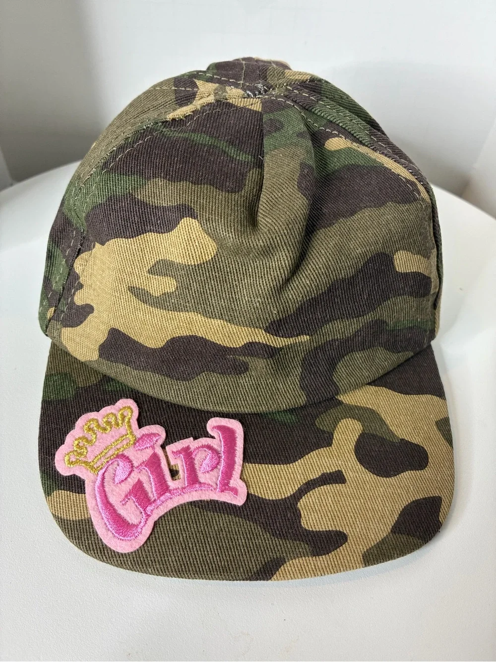 Camouflage Kids Cap with Pink 'Girl' Patch